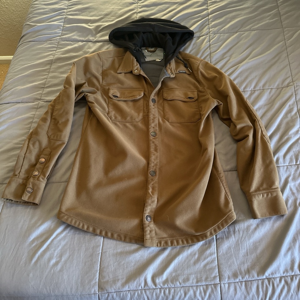 Volcom Brown Hooded Shirt Jacket
